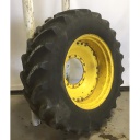 480/70R34 Firestone Radial 9000 R-1W on John Deere Yellow 12-Hole Waffle Wheel (Groups of 3 bolts) 75%