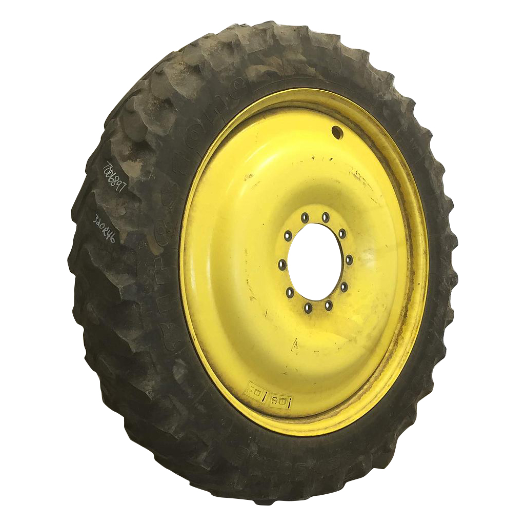 320/90R46 Firestone Radial 9000 R-1W on John Deere Yellow 10-Hole Bubble Disc 35%