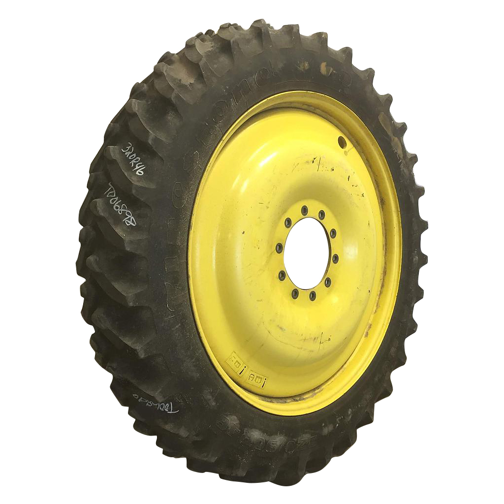 320/90R46 Firestone Radial 9000 R-1W on John Deere Yellow 10-Hole Bubble Disc 55%