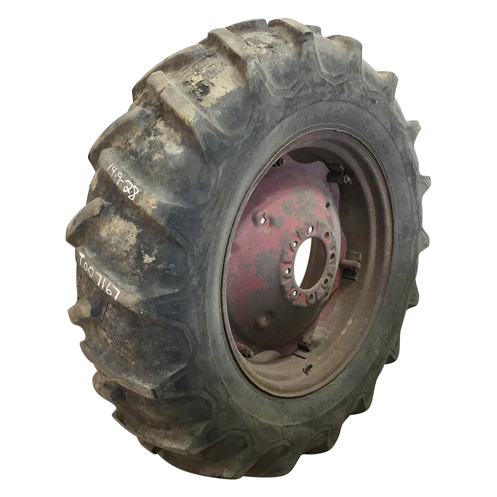 14.9/-28 Firestone Traction Field & Road R-1 on Red 8-Hole Rim with Clamp/Loop Style 45%