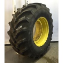 710/70R38 Firestone Radial All Traction DT R-1W on John Deere Yellow 12-Hole Stub Disc 75%