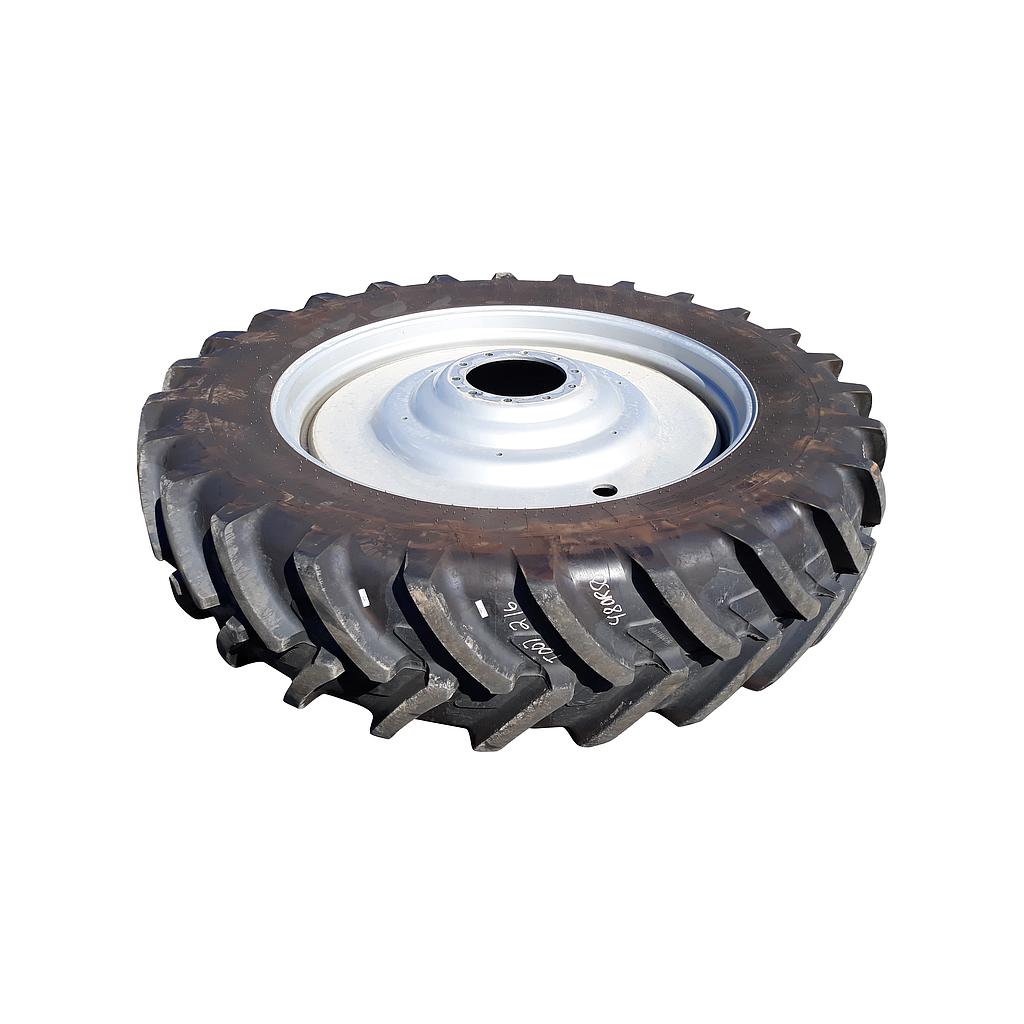 480/80R50 Michelin AgriBib R-1W on Case IH Silver Mist 10-Hole Formed Plate W/Weight Holes 85%
