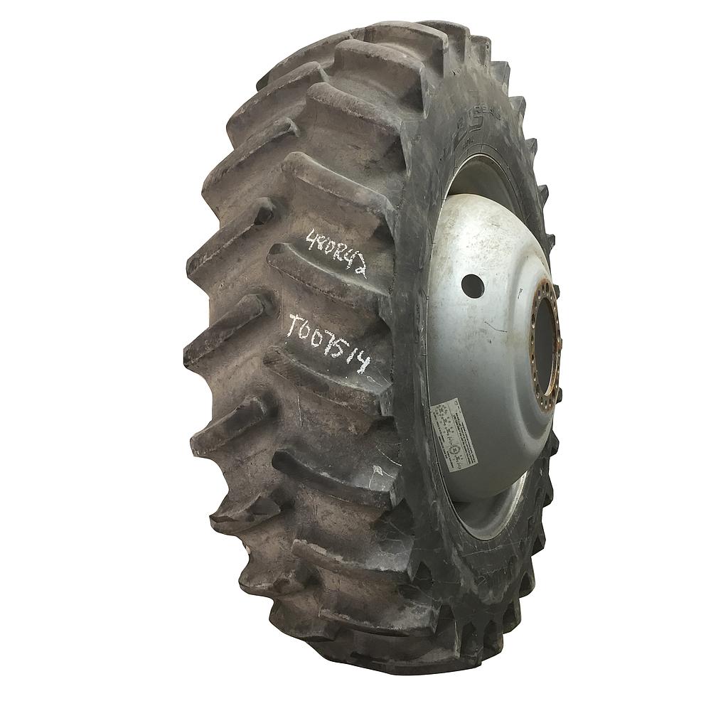 480/80R42 Firestone Radial Deep Tread 23 R-1W on Case IH Silver Mist 20-Hole Dolly Dual 80%