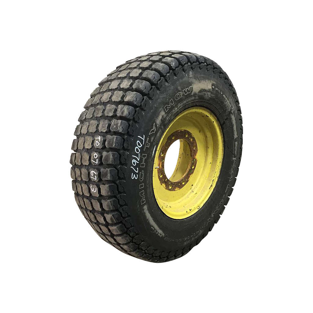 41/14.00-20 Galaxy Mighty Mow R-3 on John Deere Yellow 8-Hole Flat Plate 50%