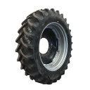 380/80R38 Firestone Radial All Traction DT R-1W on Case IH Silver Mist/John Deere Yellow 12-Hole Waffle Wheel (Groups of 3 bolts) 80%
