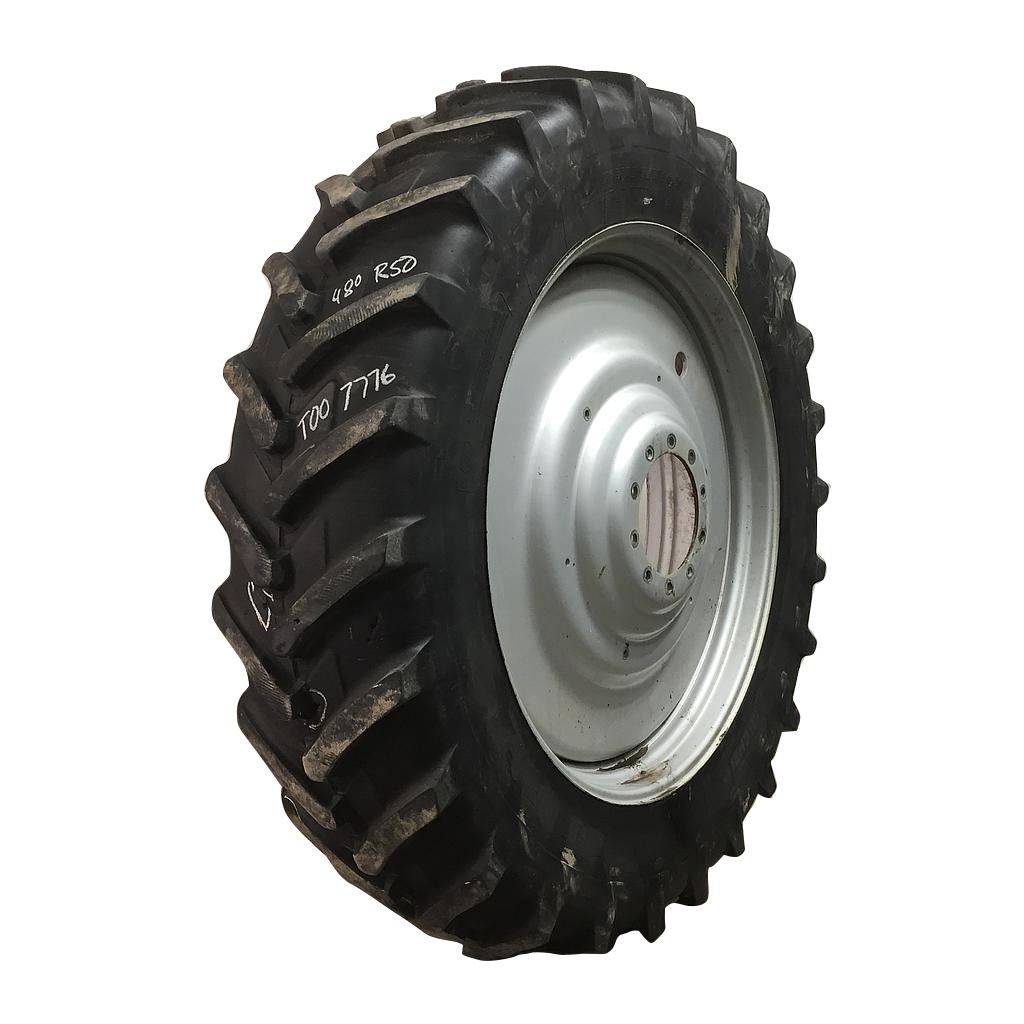 480/80R50 Michelin AgriBib R-1W on Case IH Silver Mist 10-Hole Formed Plate W/Weight Holes 45%