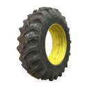 18.4/-34 Goodyear Farm Dyna Torque II R-1 on John Deere Yellow 0-Hole Double Bevel Ag 55%