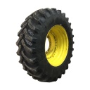 420/90R30 Firestone Radial All Traction FWD R-1 on John Deere Yellow 12-Hole Waffle Wheel (Groups of 3 bolts) 60%
