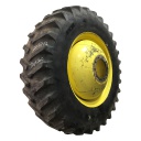 20.8/R42 Firestone Radial All Traction 23 R-1 on John Deere Yellow 10-Hole Dolly Dual 40%