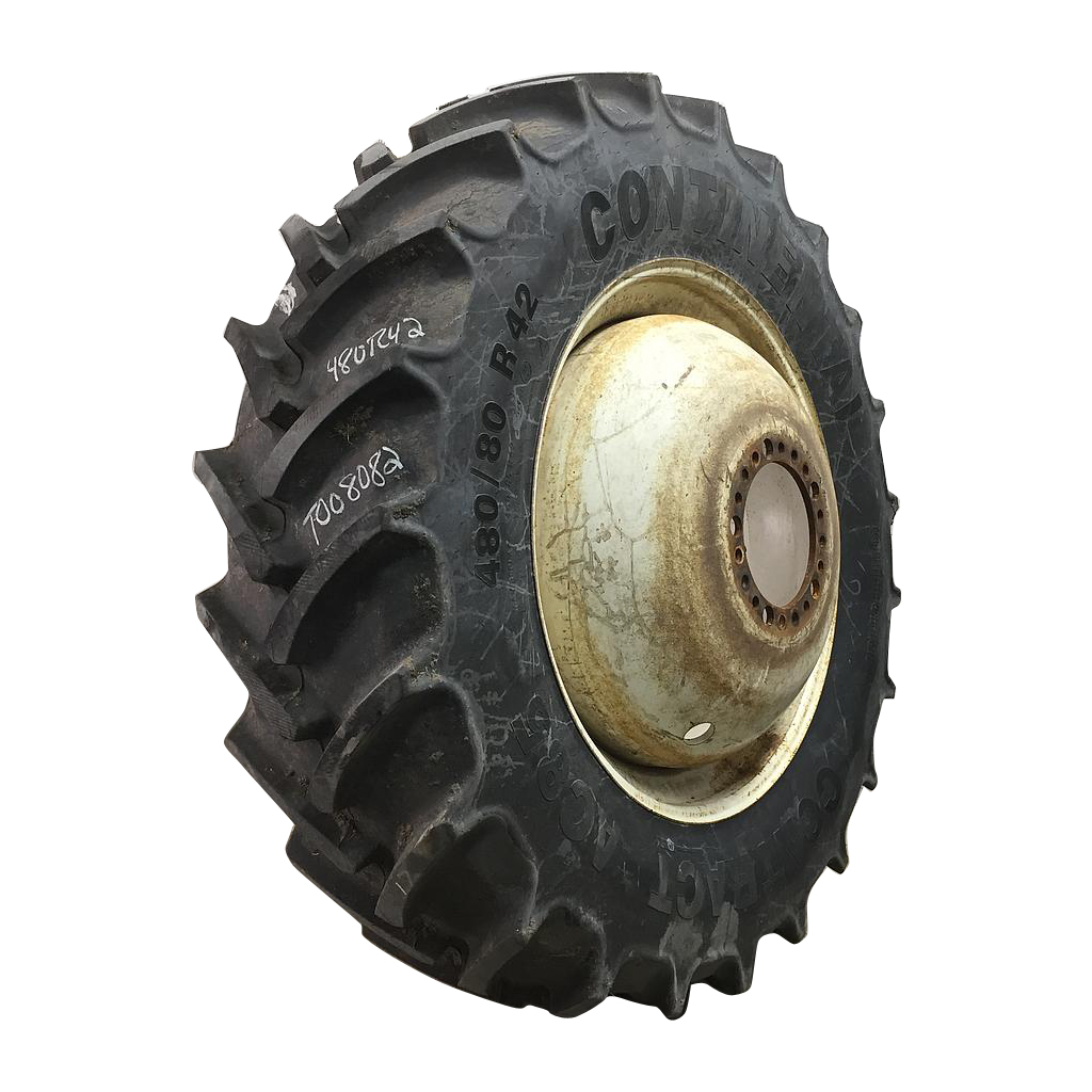 480/80R42 Continental AC85 Contract R-1W on New Holland White 20-Hole Dolly Dual 99%