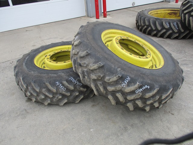 14.9/R46 Goodyear Farm Dyna Torque Radial R-1 on John Deere Yellow 12-Hole Stub Disc 65%