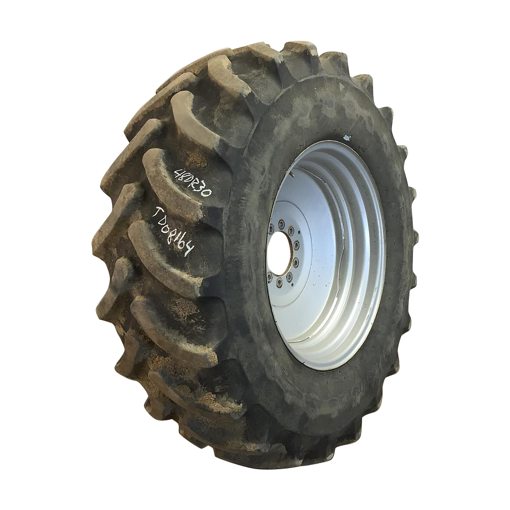 480/70R30 Firestone Radial All Traction DT R-1W on Case IH Silver Mist 10-Hole Formed Plate 90%