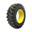420/90R30 Firestone Radial All Traction FWD R-1 on John Deere Yellow 12-Hole Waffle Wheel (Groups of 3 bolts) 95%