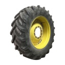 480/70R34 Michelin OmniBib R-1W on John Deere Yellow 10-Hole Waffle Wheel (Groups of 3 bolts) 60%