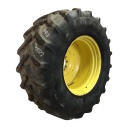 710/70R38 Firestone Radial All Traction DT R-1W on John Deere Yellow 10-Hole Formed Plate W/Weight Holes 45%