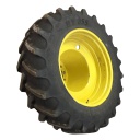 380/85R34 BKT Tires Agrimax RT 855 R-1W on John Deere Yellow 12-Hole FWA Direct Bolt Dual 65%