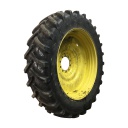 480/80R50 Michelin AgriBib R-1W on John Deere Yellow 10-Hole Formed Plate W/Weight Holes 75%