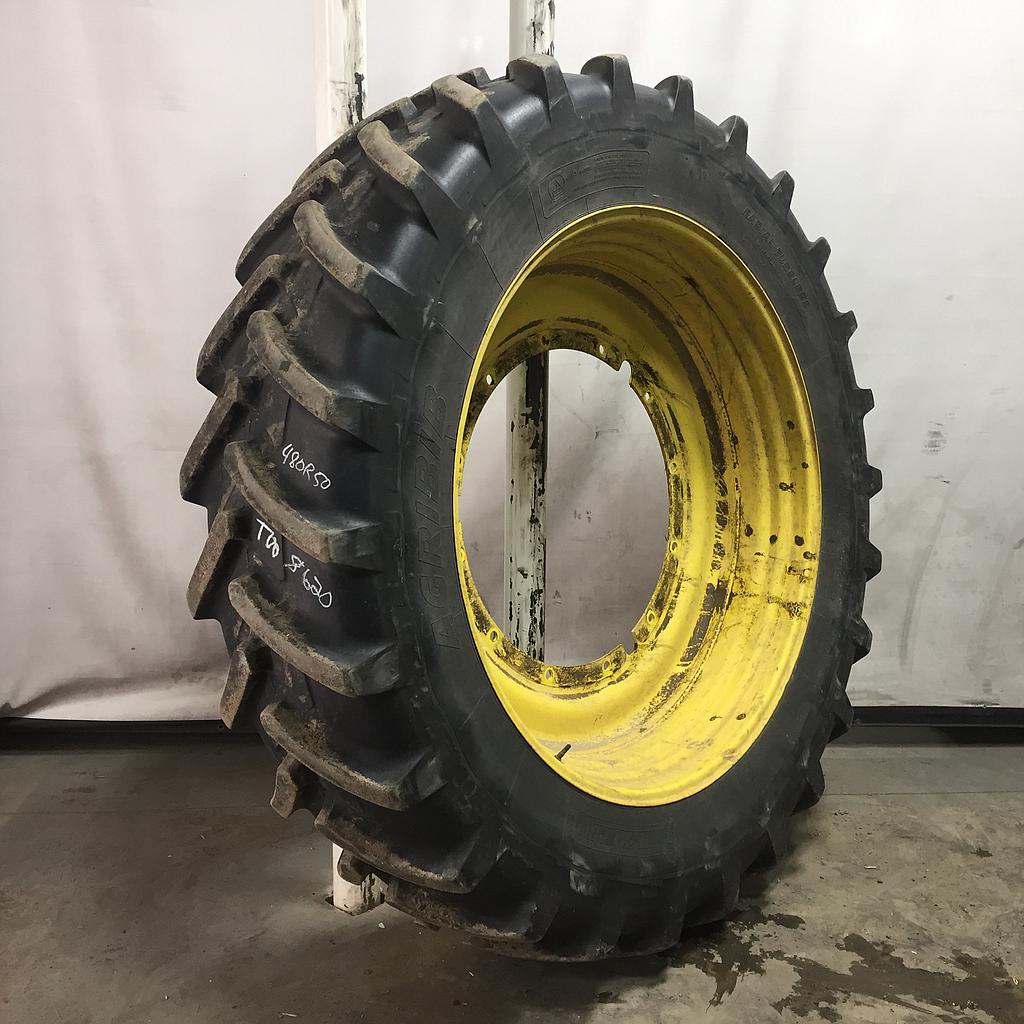 480/80R50 Michelin AgriBib R-1W on John Deere Yellow 12-Hole Stub Disc 70%