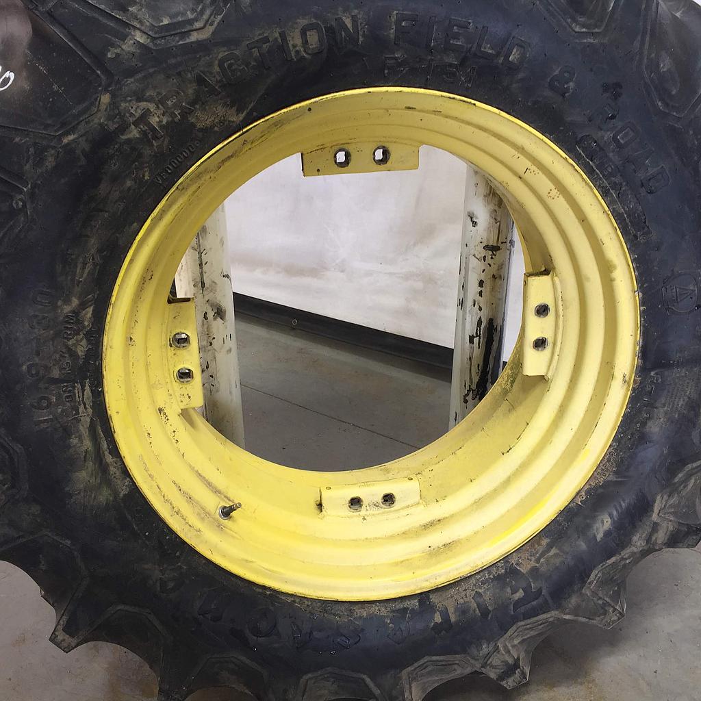 15"W x 30"D, John Deere Yellow 8-Hole Rim with Clamp/U-Clamp (groups of 2 bolts)