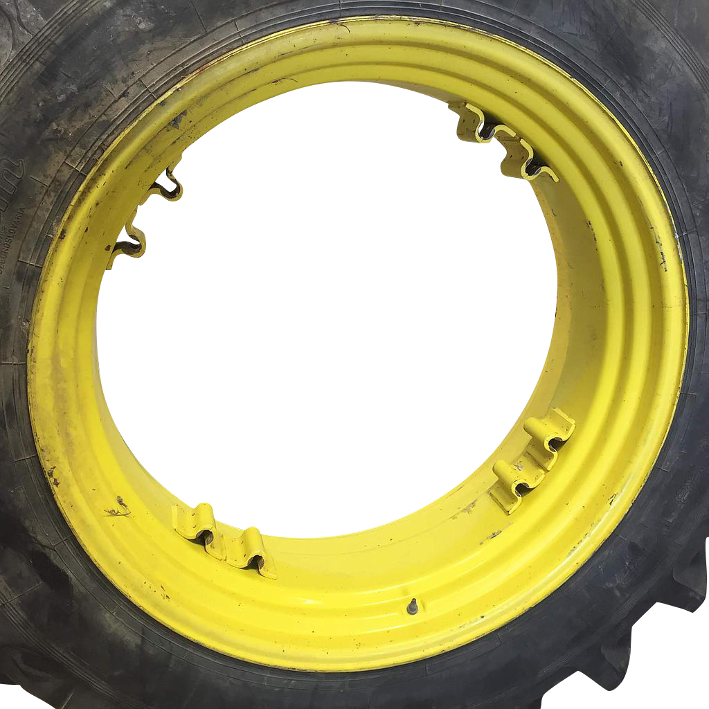 14"W x 38"D, John Deere Yellow 8-Hole Rim with Clamp/Loop Style (groups of 2 bolts)