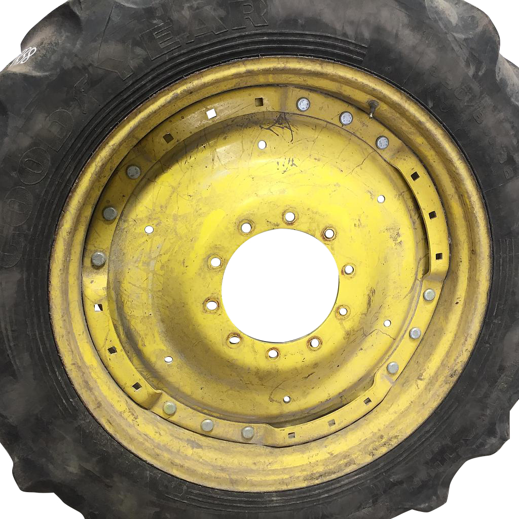 12"W x 38"D Waffle Wheel (Groups of 3 bolts) Rim with 10-Hole Center, John Deere Yellow