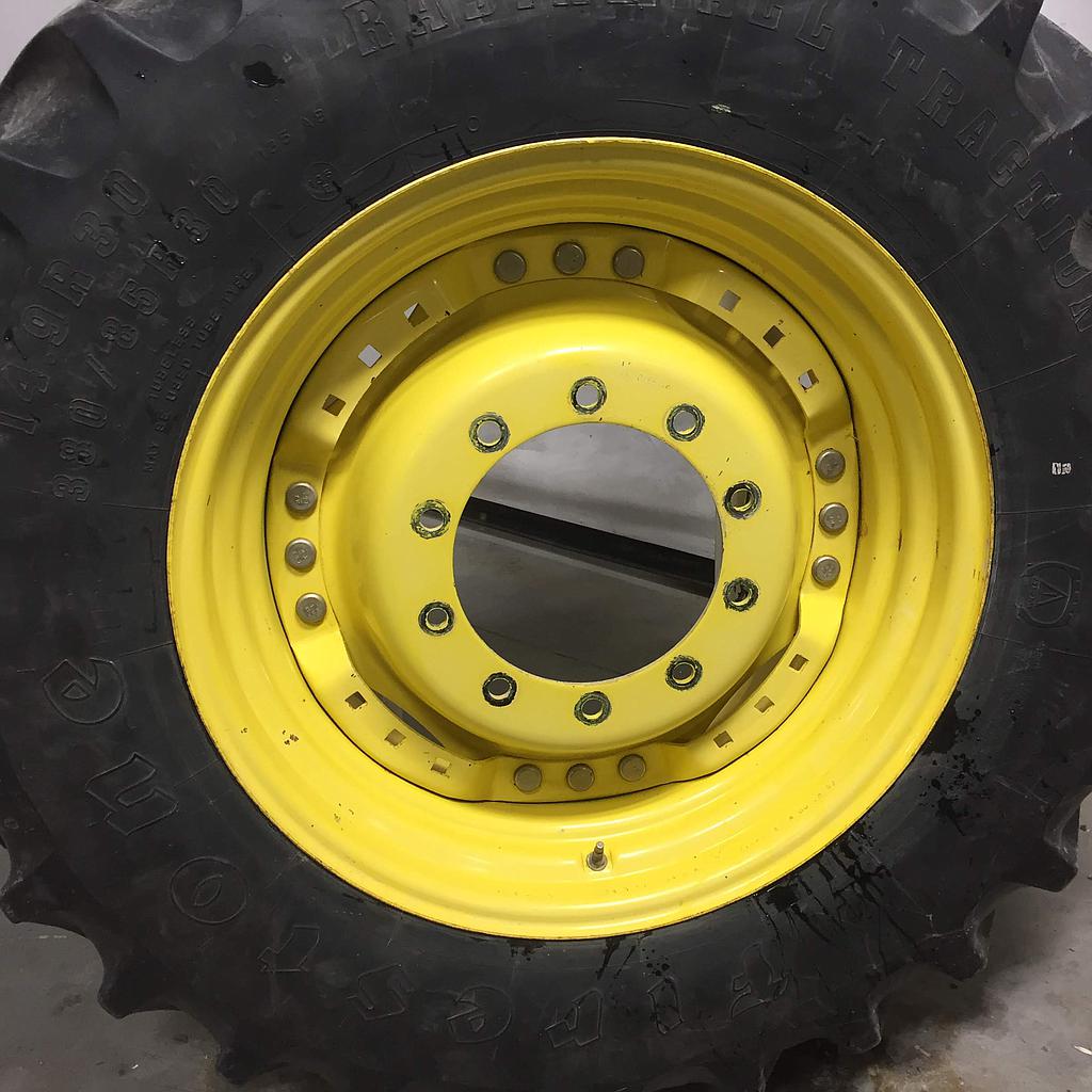 13"W x 30"D, John Deere Yellow 12-Hole Waffle Wheel (Groups of 3 bolts)