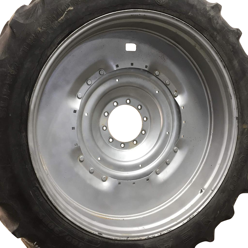 12"W x 54"D Waffle Wheel (Groups of 3 bolts) Rim with 10-Hole Center, Case IH Silver Mist