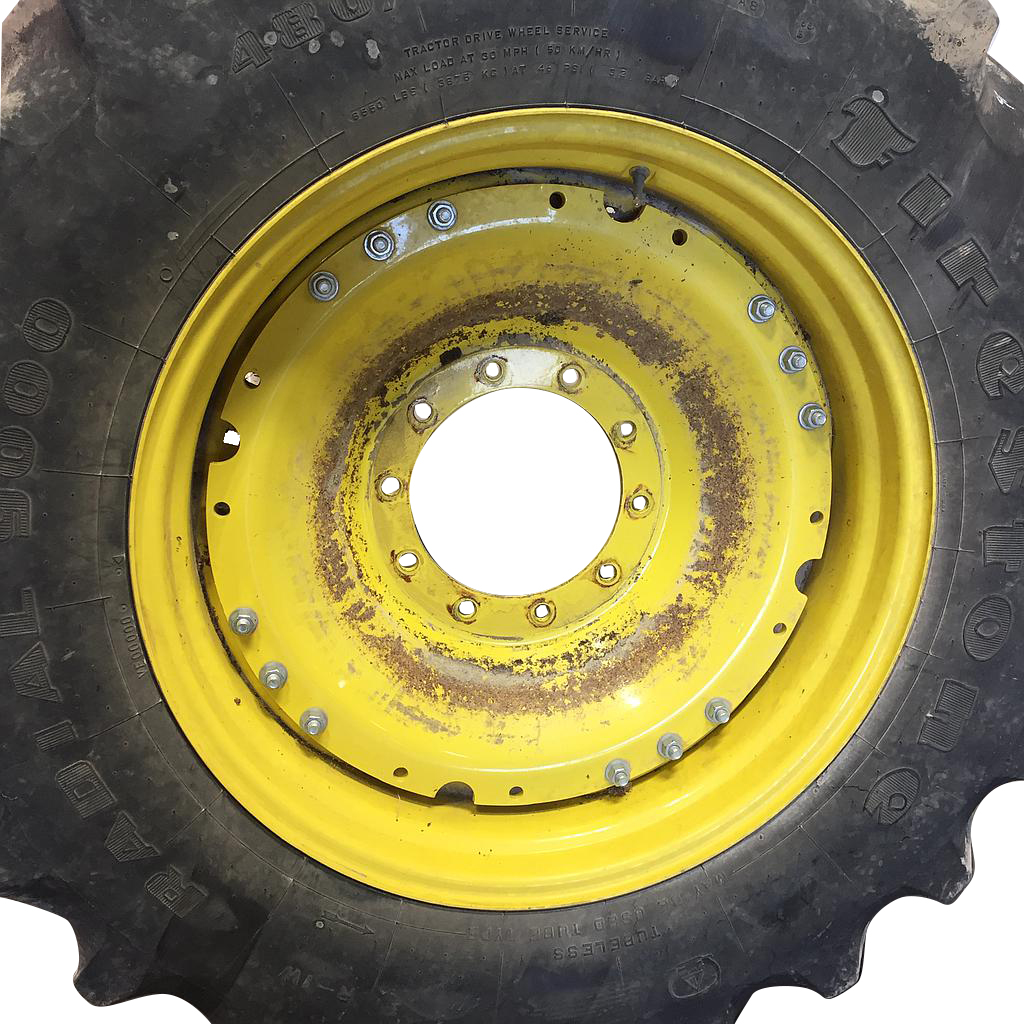 15"W x 34"D, John Deere Yellow 12-Hole Waffle Wheel (Groups of 3 bolts)