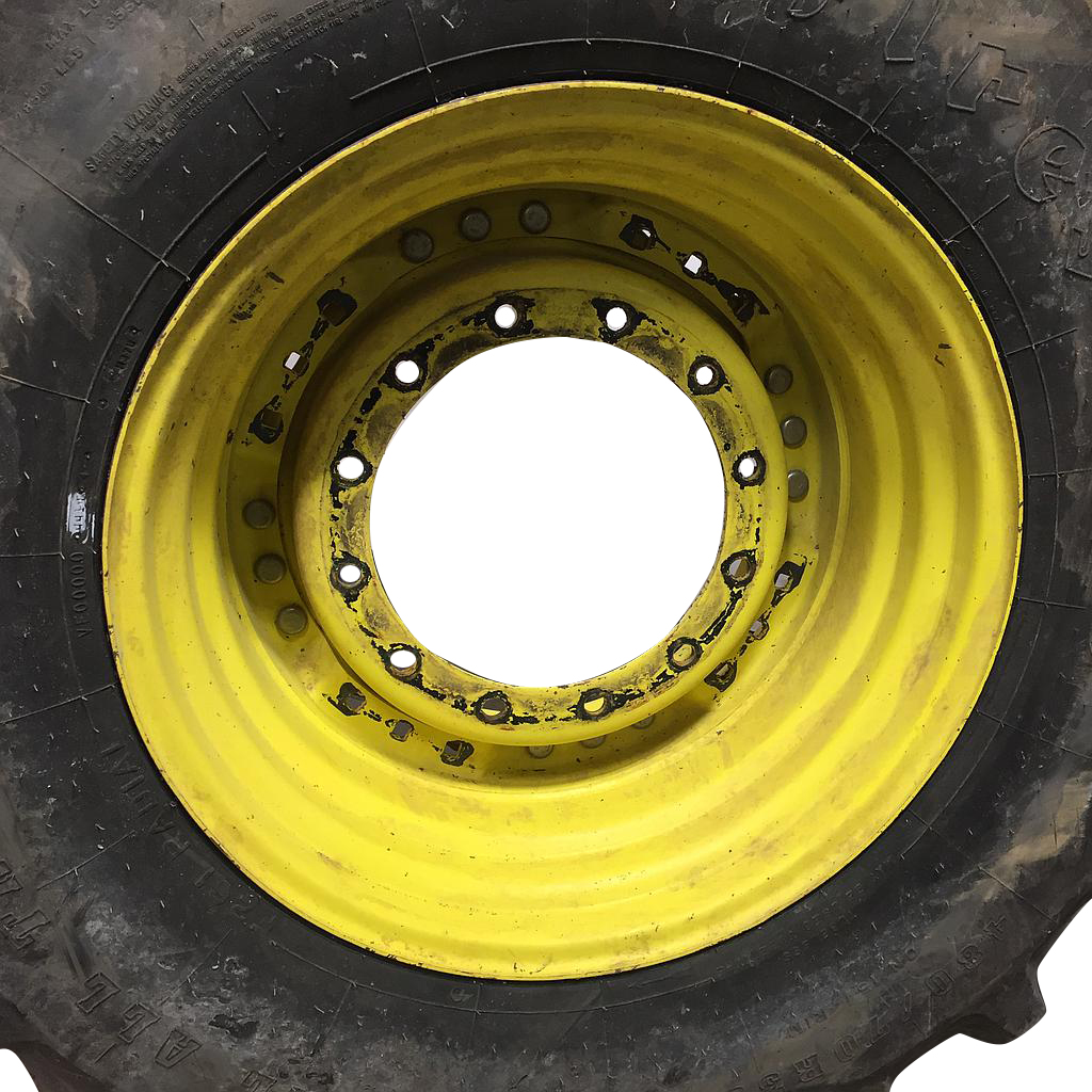 15"W x 30"D Waffle Wheel (Groups of 3 bolts) Rim with 12-Hole Center, John Deere Yellow