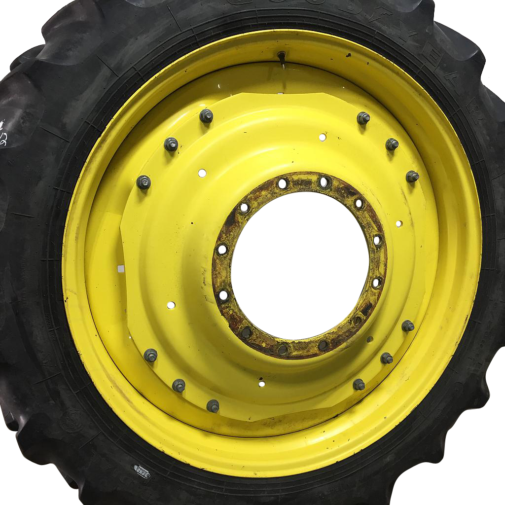 10"W x 42"D Waffle Wheel (Groups of 3 bolts) Rim with 12-Hole Center, John Deere Yellow