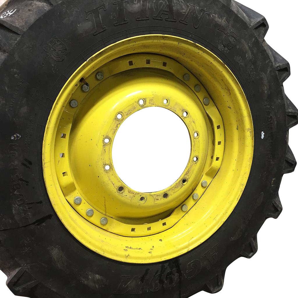 15"W x 34"D Waffle Wheel (Groups of 3 bolts) Rim with 12-Hole Center, John Deere Yellow