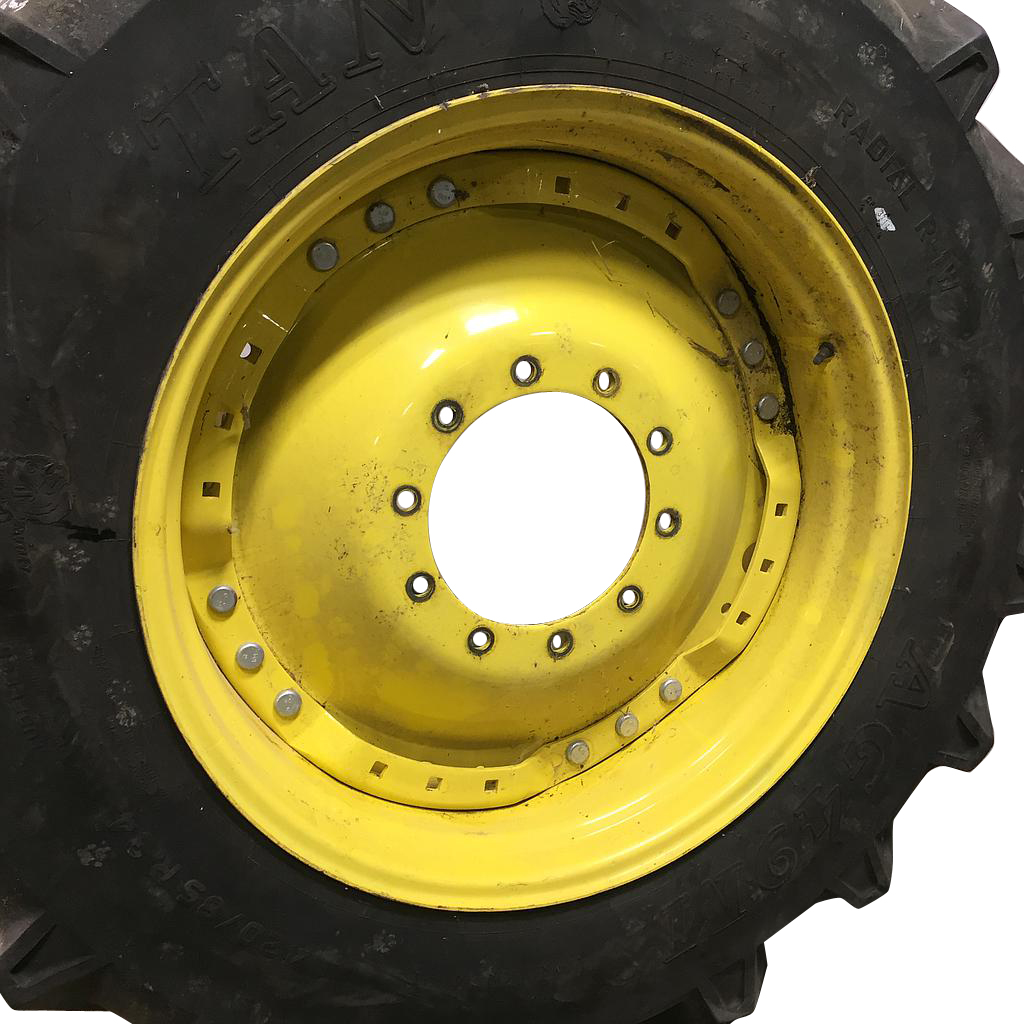 15"W x 34"D Waffle Wheel (Groups of 3 bolts) Rim with 10-Hole Center, John Deere Yellow