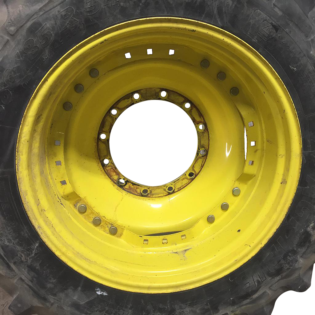 13"W x 34"D Waffle Wheel (Groups of 3 bolts) Rim with 12-Hole Center, John Deere Yellow