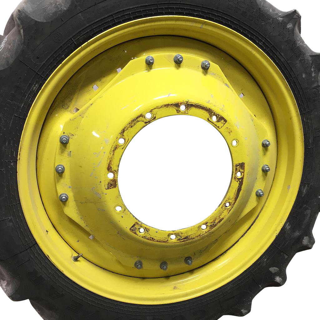 10"W x 42"D Waffle Wheel (Groups of 3 bolts) Rim with 12-Hole Center, John Deere Yellow