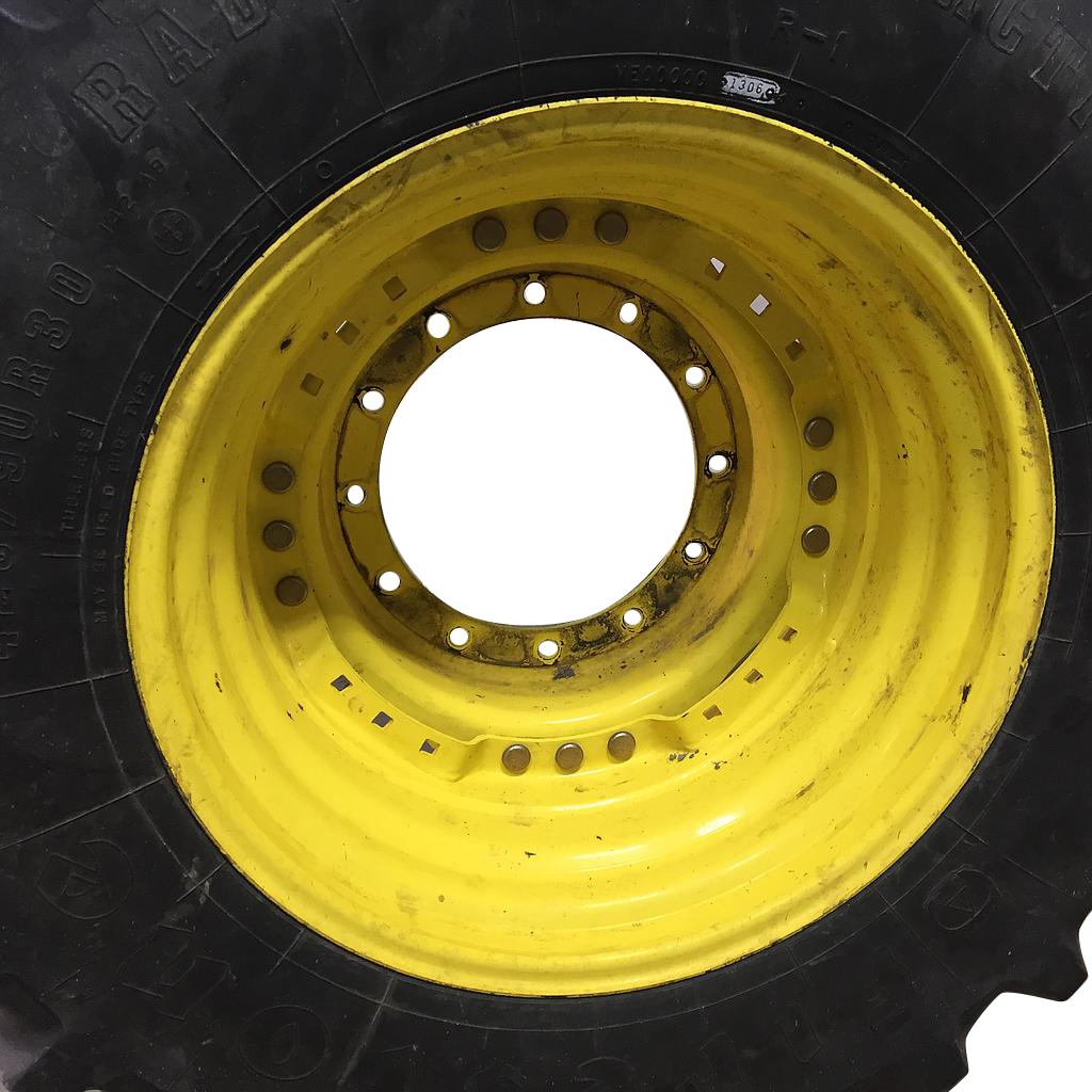 15"W x 30"D Waffle Wheel (Groups of 3 bolts) Rim with 12-Hole Center, John Deere Yellow