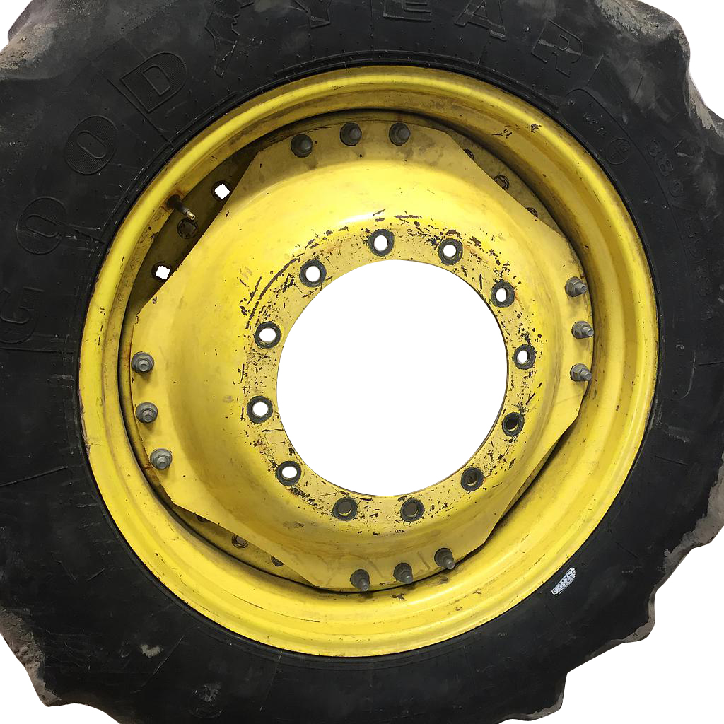 13"W x 34"D Waffle Wheel (Groups of 3 bolts) Rim with 12-Hole Center, John Deere Yellow