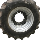 15"W x 30"D Waffle Wheel (Groups of 2 bolts) Rim with 12-Hole Center, Case IH Silver Mist/Black