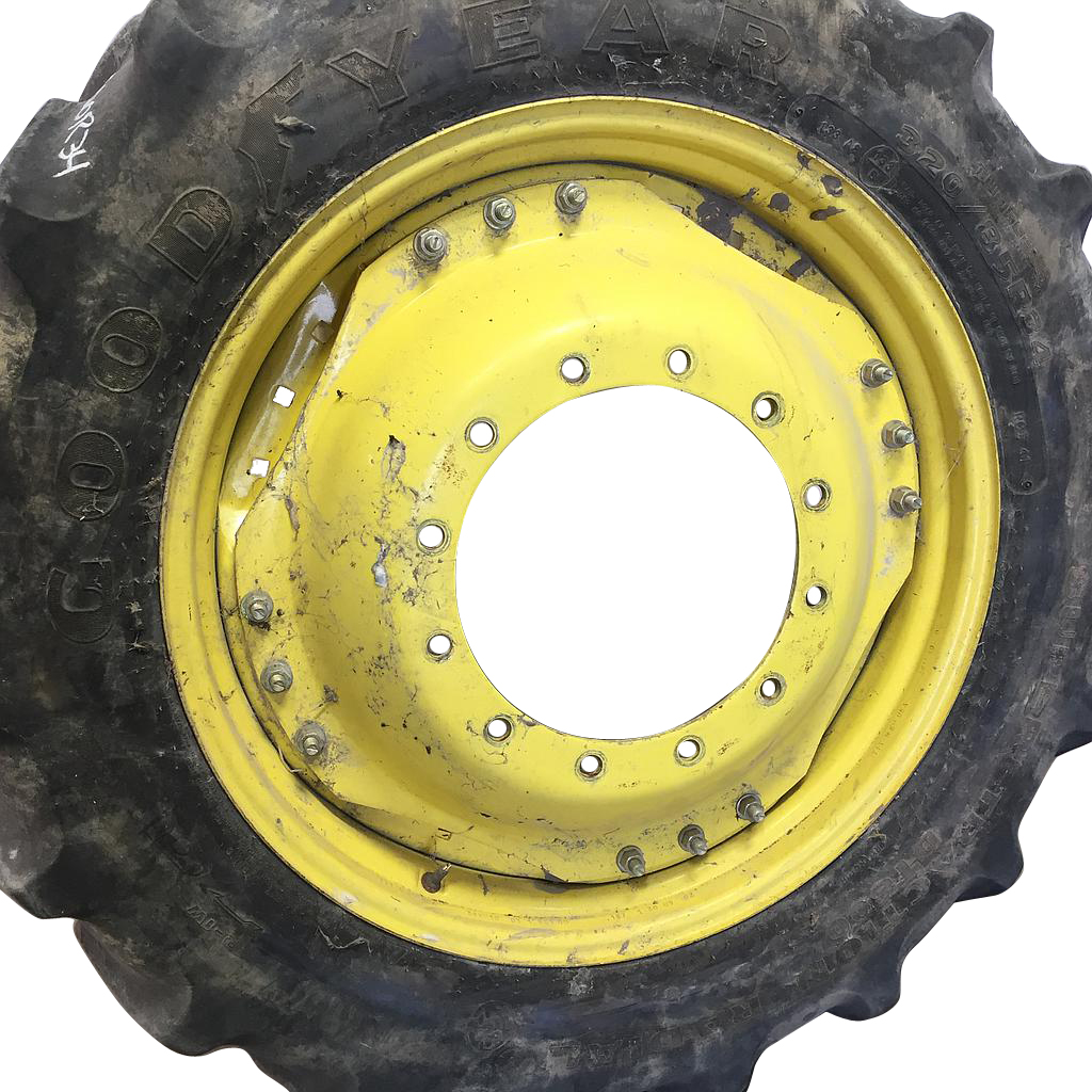 10"W x 34"D Waffle Wheel (Groups of 3 bolts) Rim with 12-Hole Center, John Deere Yellow