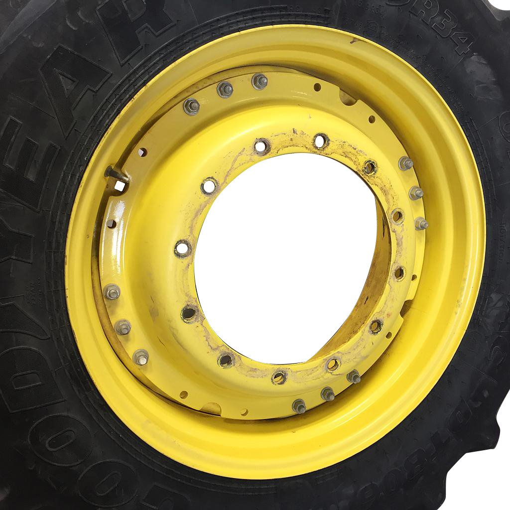 15"W x 34"D Waffle Wheel (Groups of 3 bolts) Rim with 12-Hole Center, John Deere Yellow