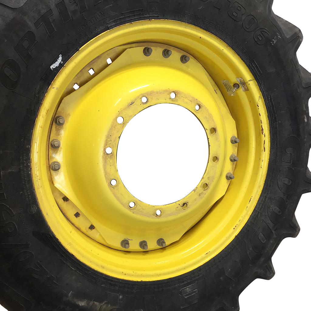 15"W x 34"D Waffle Wheel (Groups of 3 bolts) Rim with 12-Hole Center, John Deere Yellow