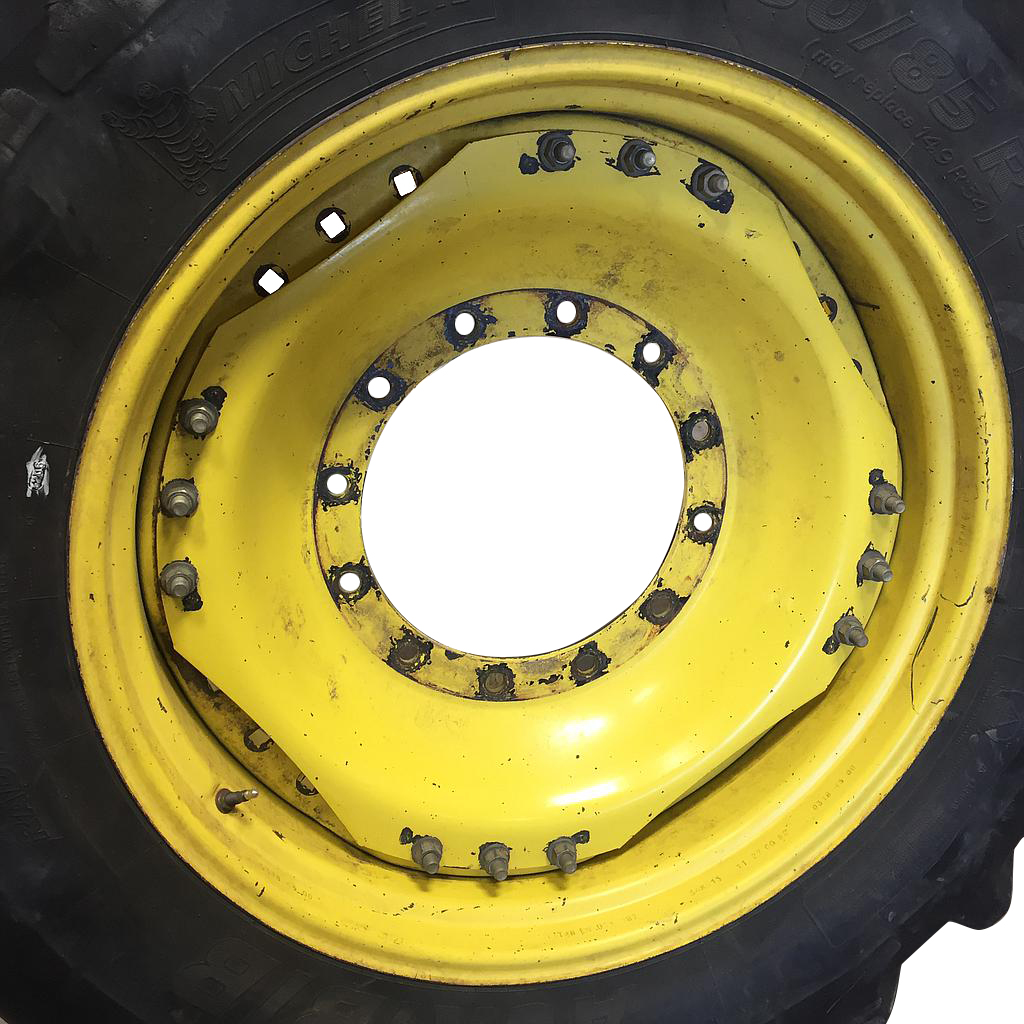 13"W x 34"D Waffle Wheel (Groups of 3 bolts) Rim with 12-Hole Center, John Deere Yellow