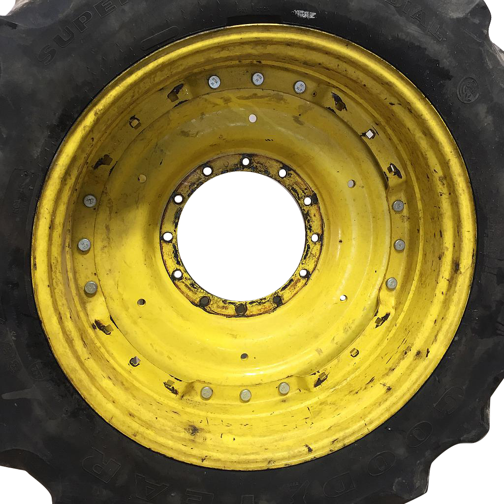 12"W x 38"D Waffle Wheel (Groups of 3 bolts) Rim with 12-Hole Center, John Deere Yellow