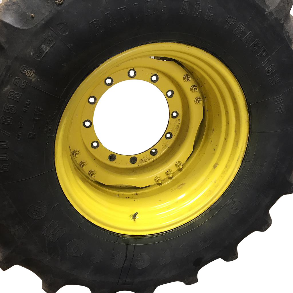 18"W x 28"D Waffle Wheel (Groups of 3 bolts) Rim with 12-Hole Center, John Deere Yellow