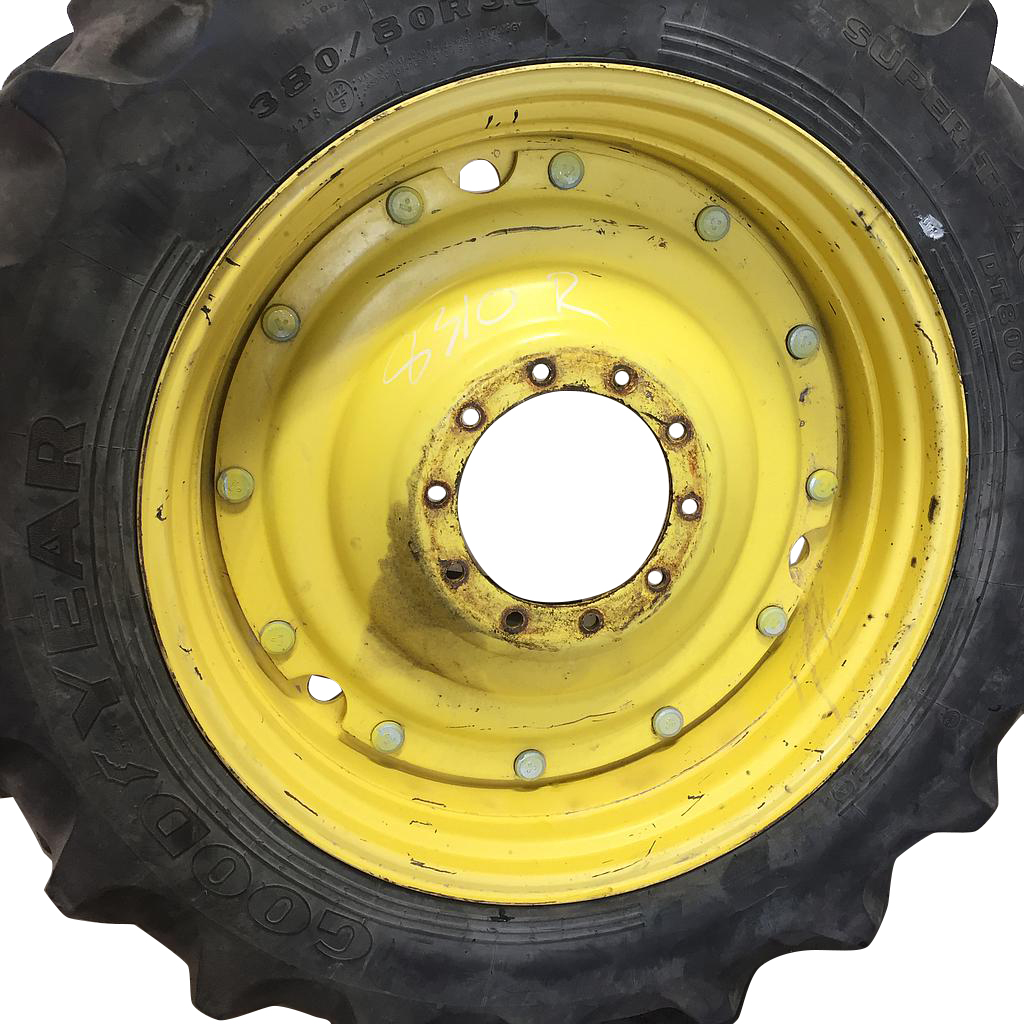 12"W x 38"D Waffle Wheel (Groups of 3 bolts) Rim with 10-Hole Center, John Deere Yellow