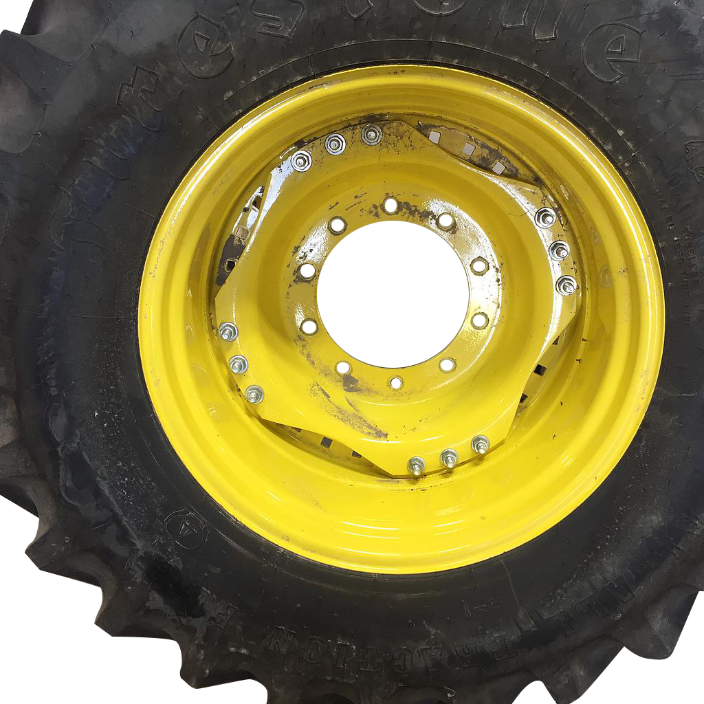 15"W x 28"D Waffle Wheel (Groups of 3 bolts) Rim with 10-Hole Center, John Deere Yellow