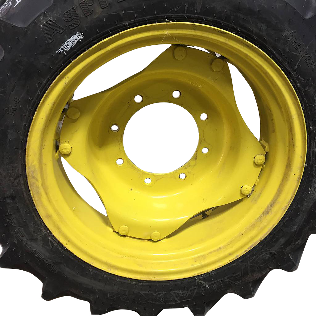 8"W x 24"D Rim with Clamp/Loop Style (groups of 2 bolts) Rim with 8-Hole Center, John Deere Yellow