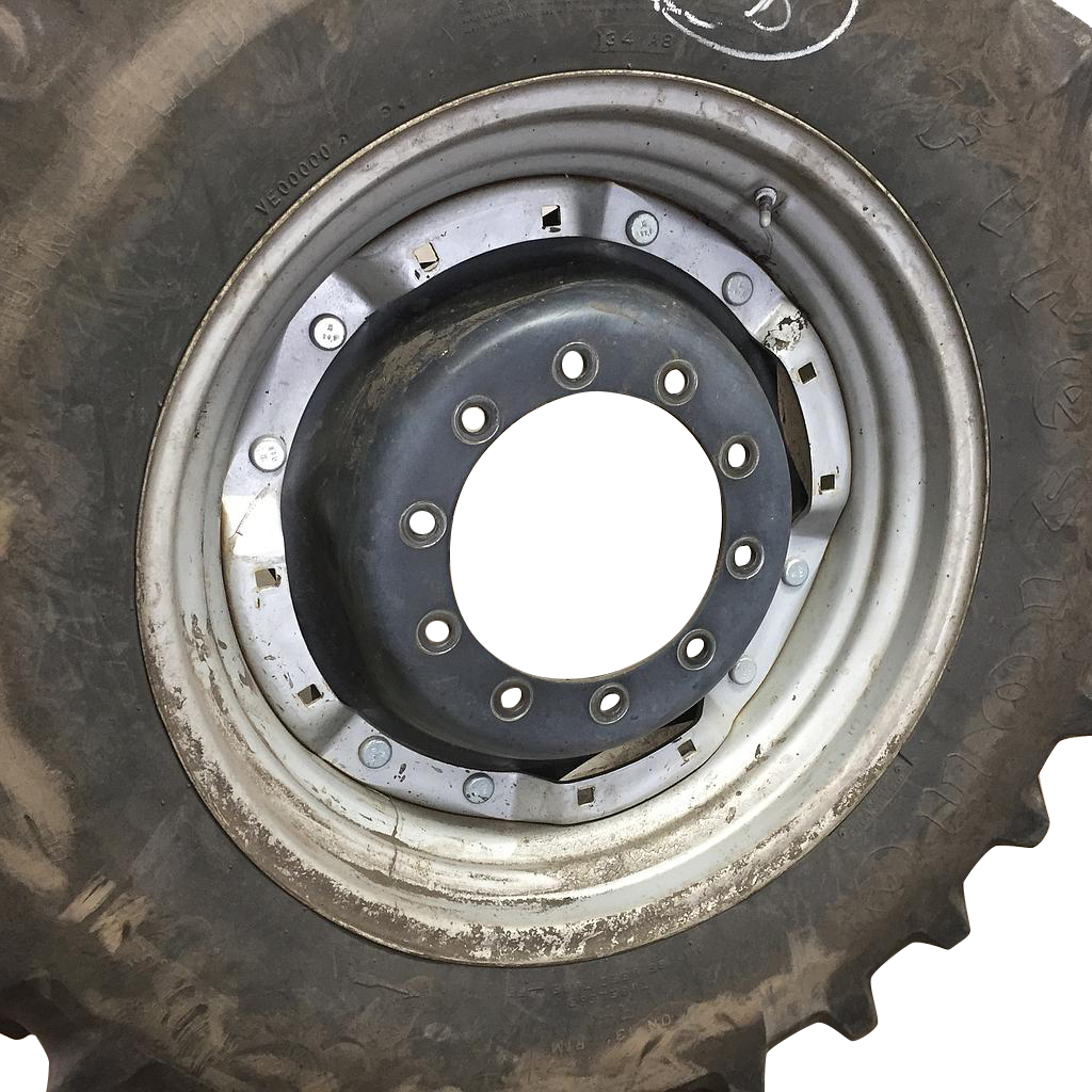 13"W x 30"D Waffle Wheel (Groups of 2 bolts) Rim with 10-Hole Center, Case IH Silver Mist/Black