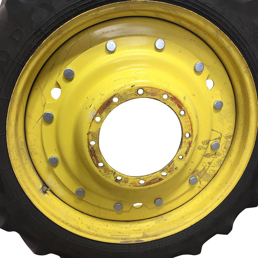 10"W x 42"D Stub Disc Rim with 12-Hole Center, John Deere Yellow