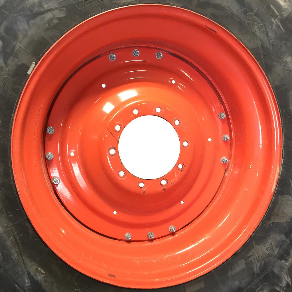 16"W x 42"D Waffle Wheel (Groups of 3 bolts) Rim with 10-Hole Center, Kubota Orange