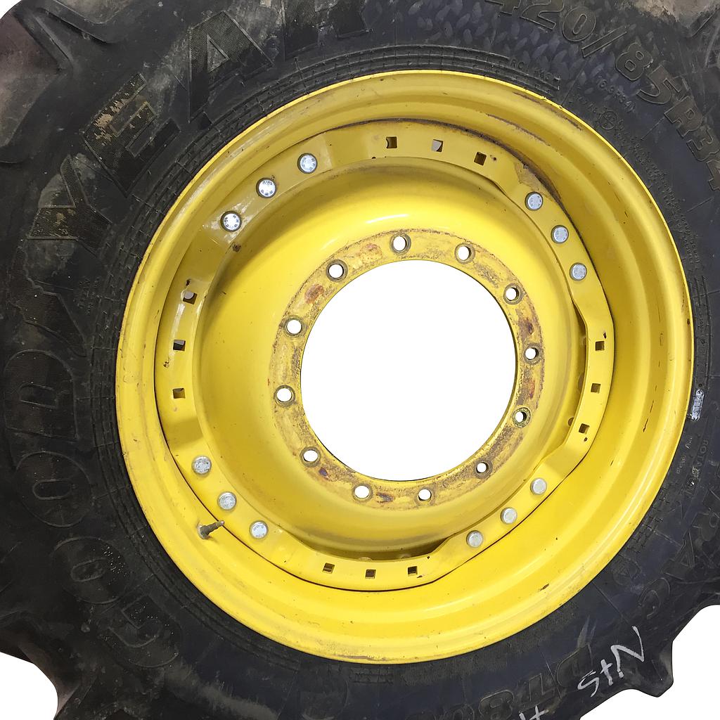 13"W x 34"D Waffle Wheel (Groups of 3 bolts) Rim with 12-Hole Center, John Deere Yellow